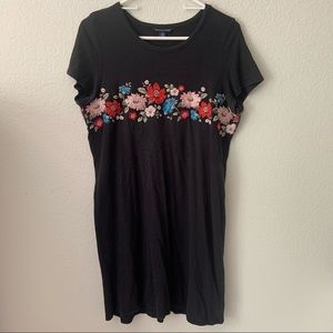 Black Floral T-Shirt Dress